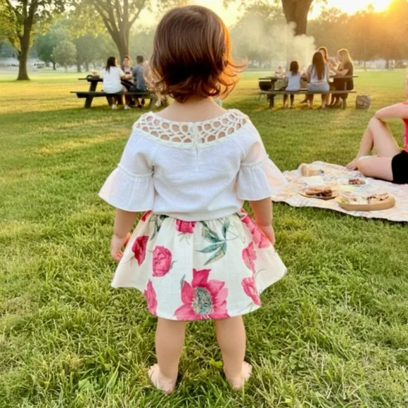 Girls Floral 2 Piece Matching Set - Picture 3 of 8